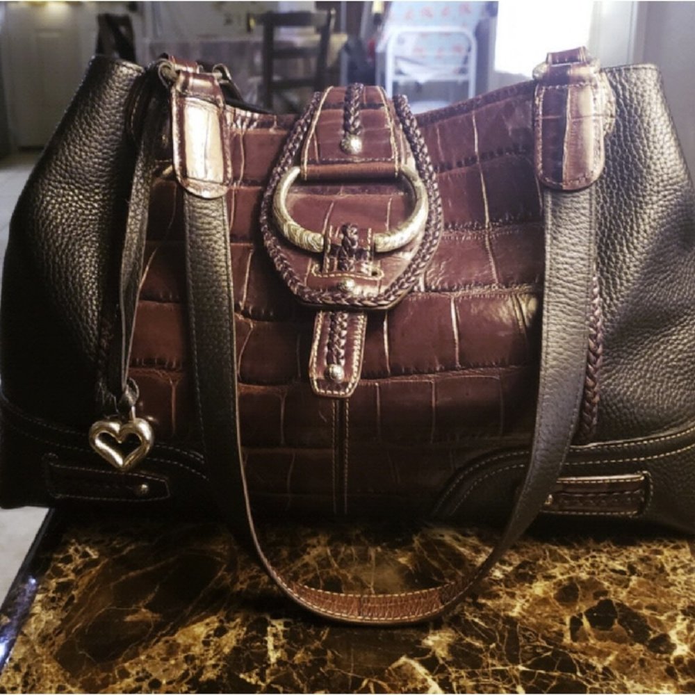 Big Brighton Tote Moc Croc with  pebbled Leather